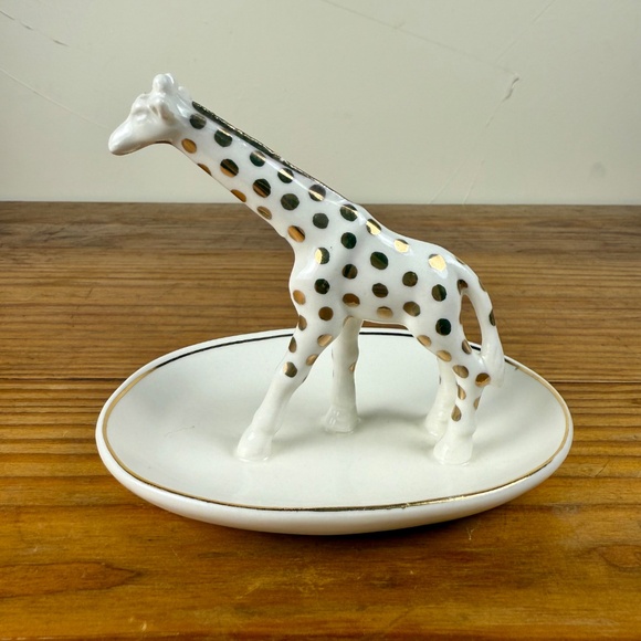 Anthropologie Other - Anthropologie Giraffe Ring Dish | Gold Polka Dots | Trinket Holder